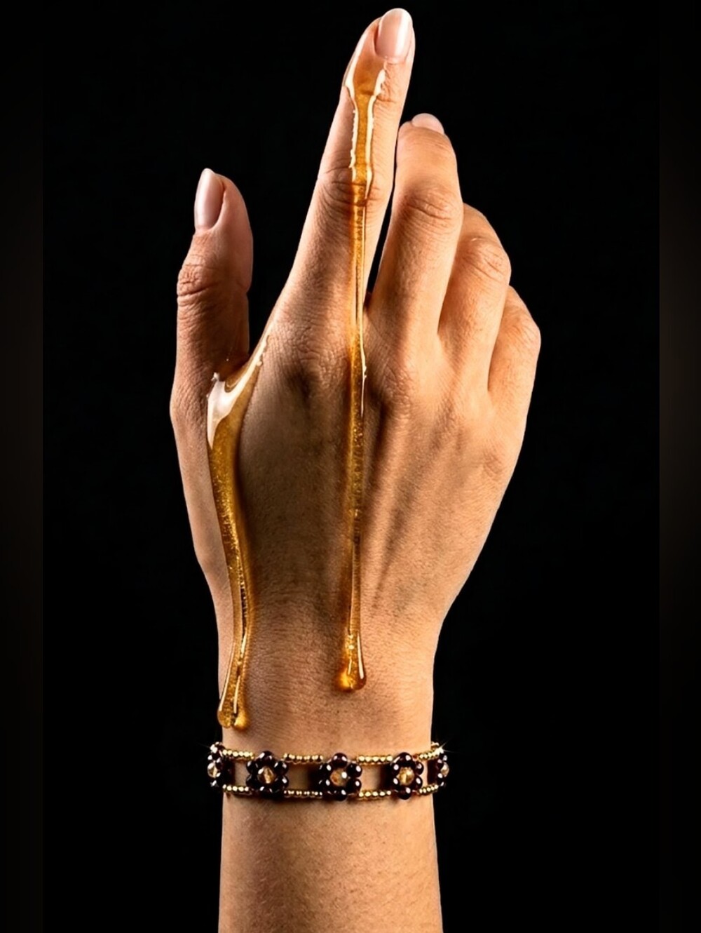 Natural Garnet & Citrine In Solar Power Metaphysical Handwoven Artisan Bracelet